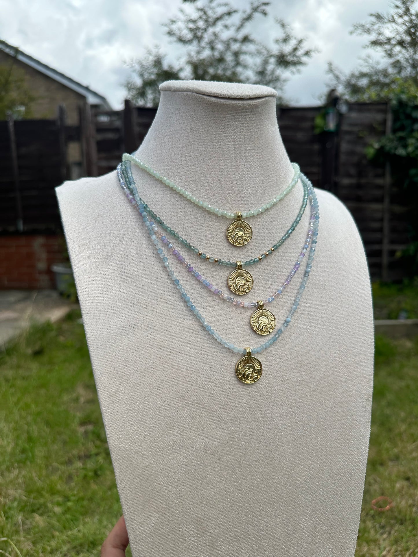 Natural Aquamarine beaded necklace