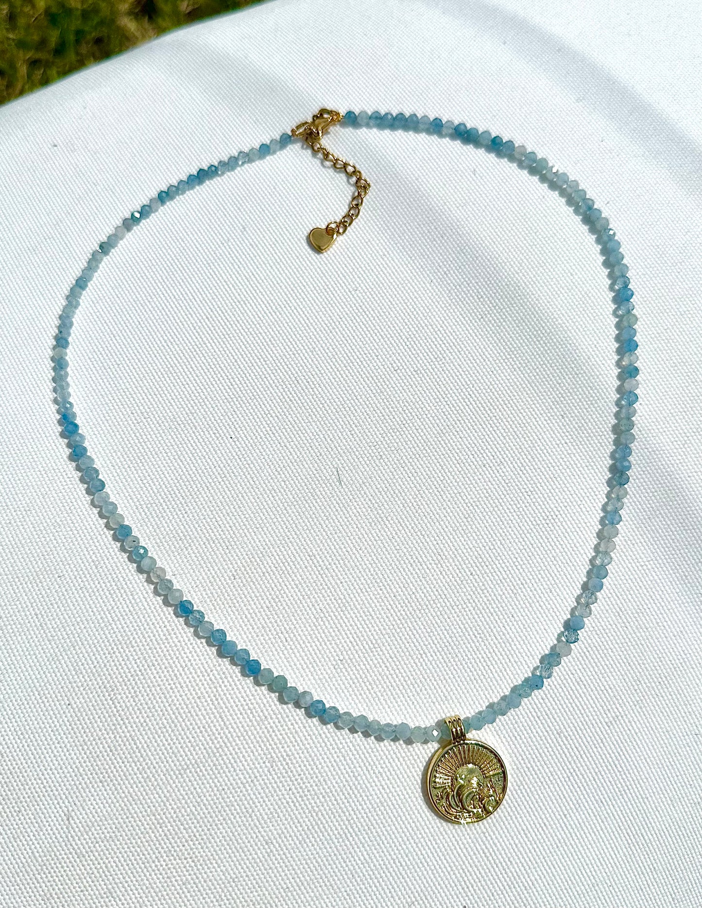 Natural Aquamarine beaded necklace