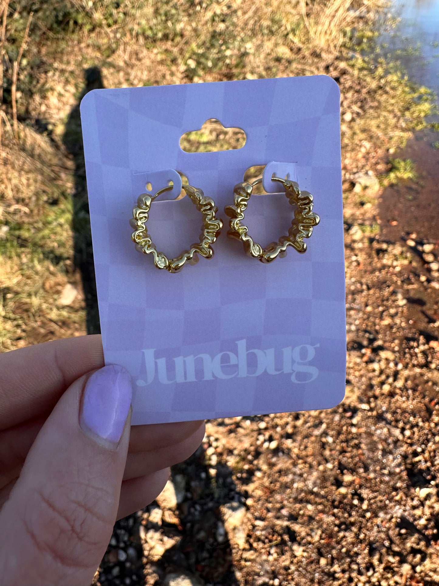 Crinkle Cut Gold Hoops