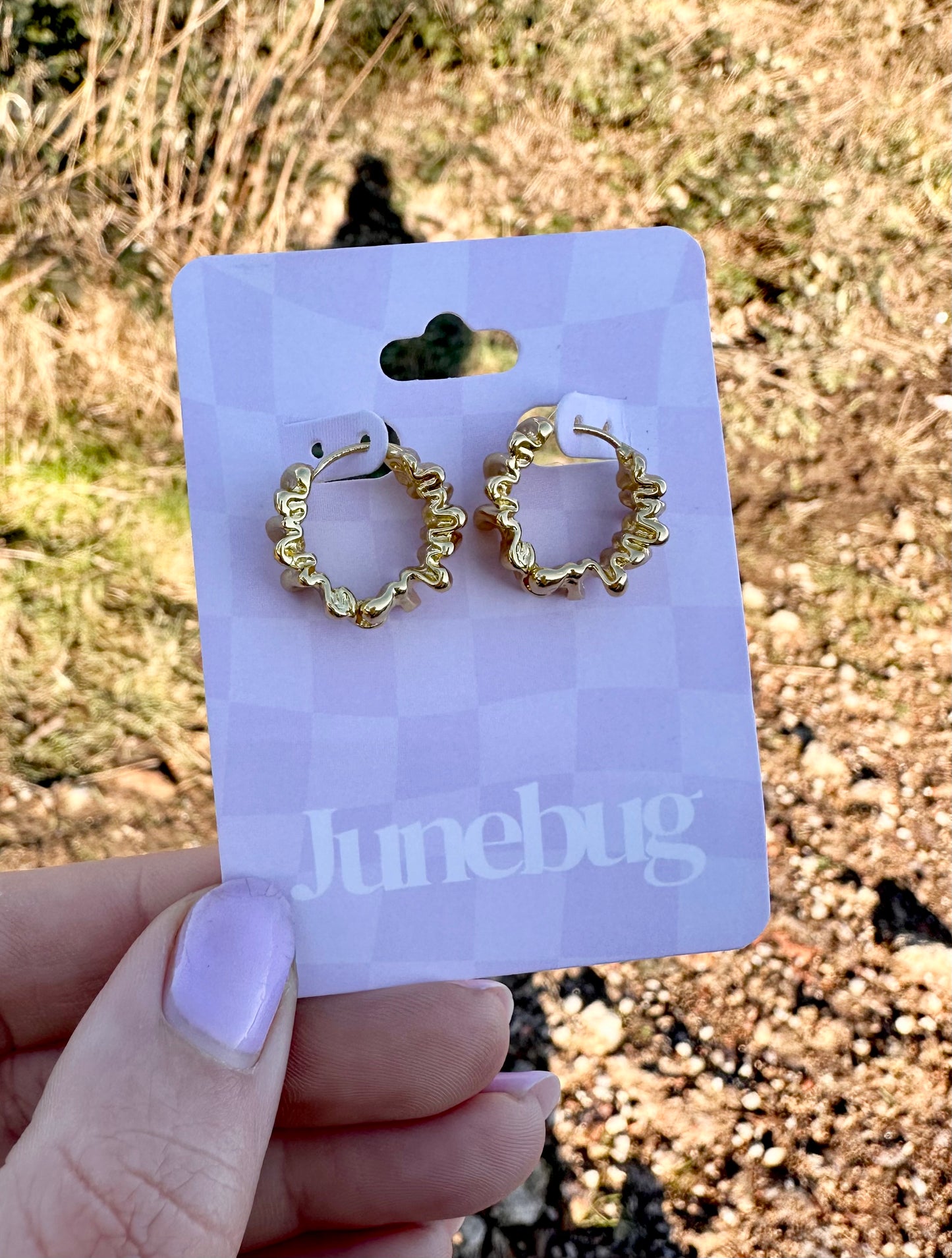 Crinkle Cut Gold Hoops